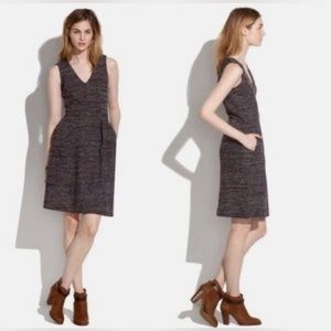 Madewell Terrance Knit Twill Dress in Black Purple Gray Metallic Size Small